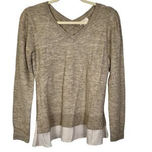Ann Taylor LOFT Light Brown Layered Look Sweater Top Size Medium